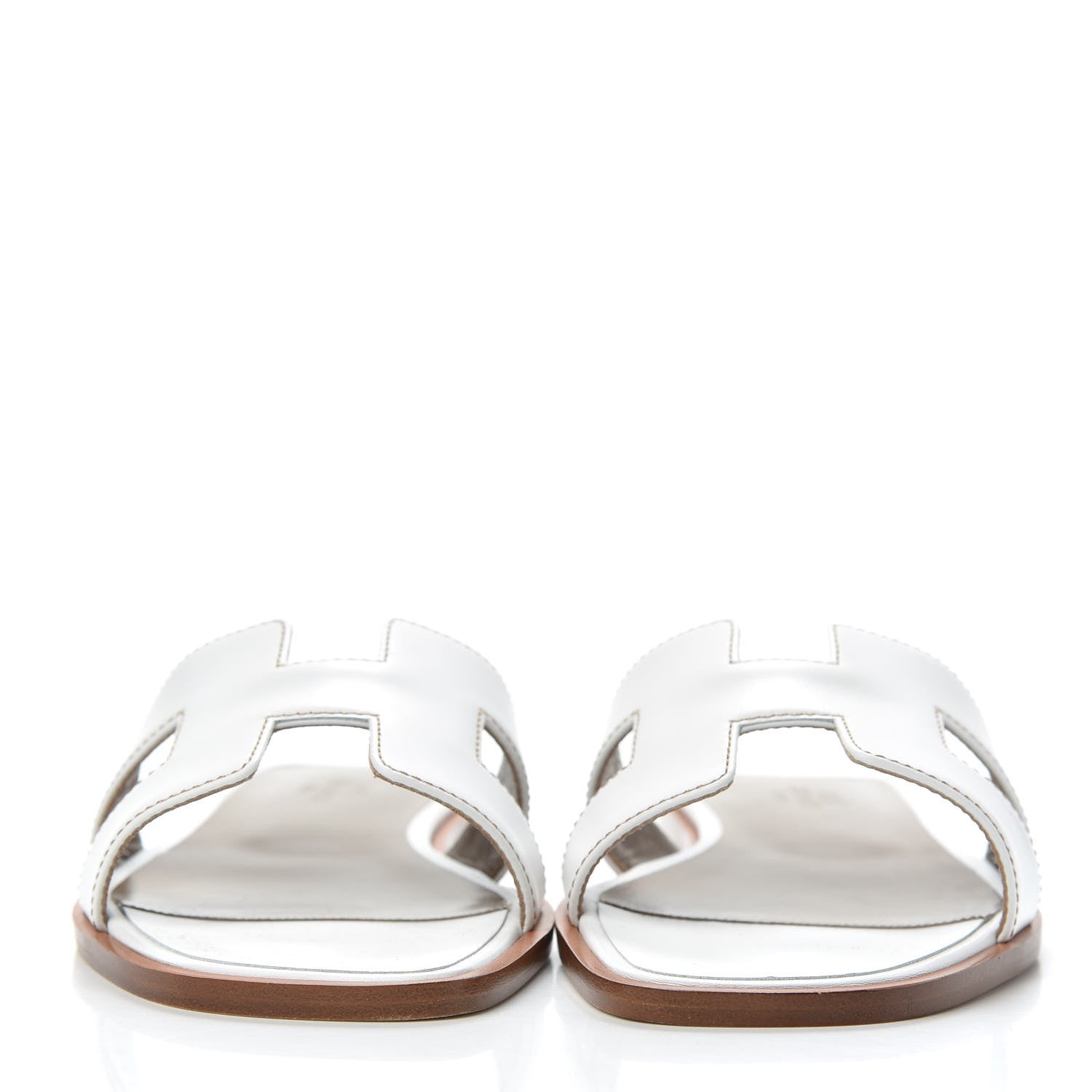 Hermes Box Calfskin Oran Sandals 37.5 White 2 of 9