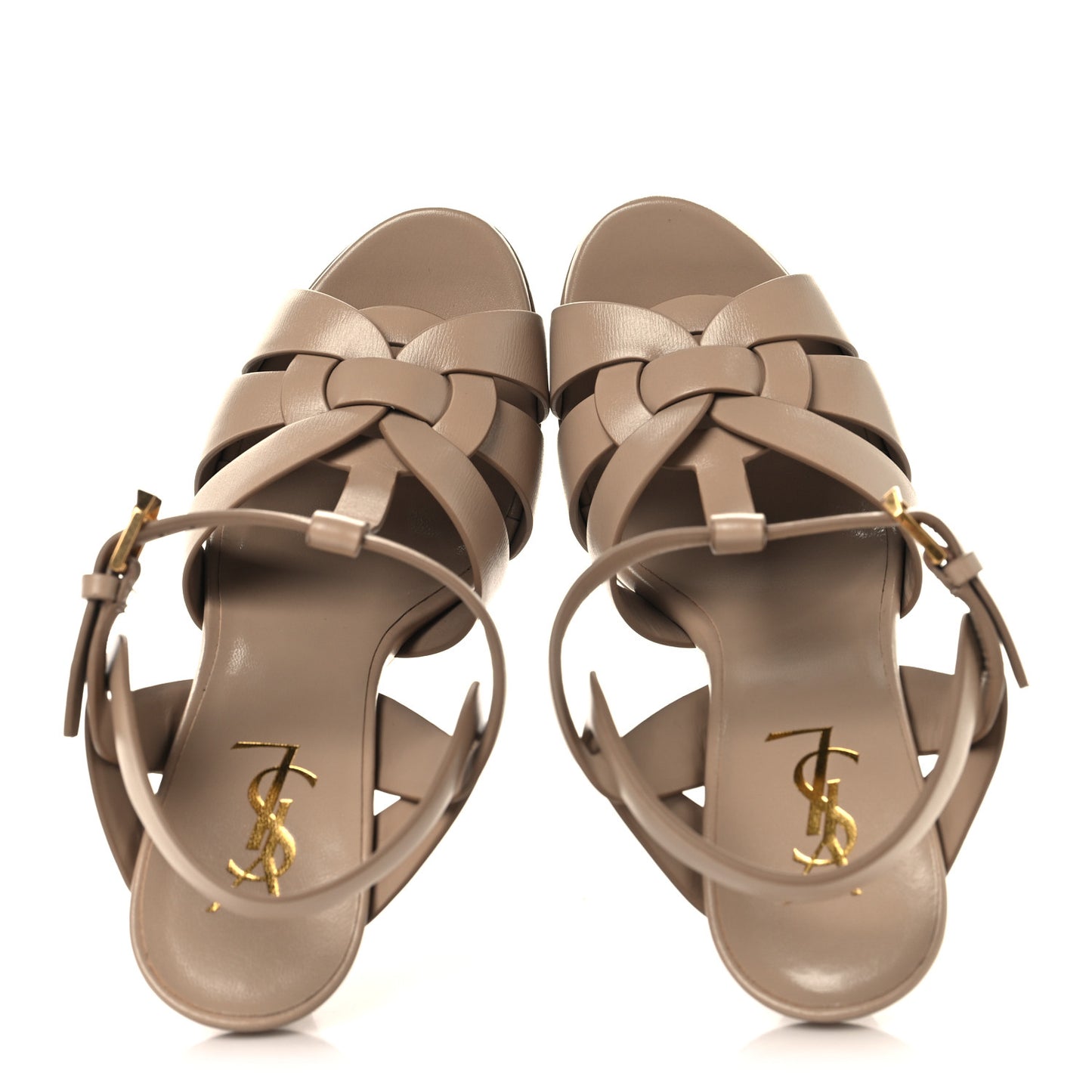 Calfskin Tribute 105 Platform Sandals 37.5 Dark Beige