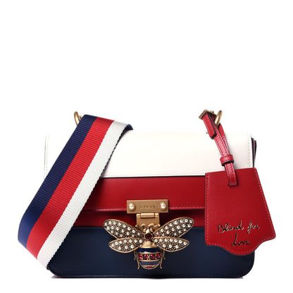 Gucci Calfskin Sylvie Web Queen Margaret Shoulder Bag Blue Agata Hibiscus Red Mystic White 1 of 12