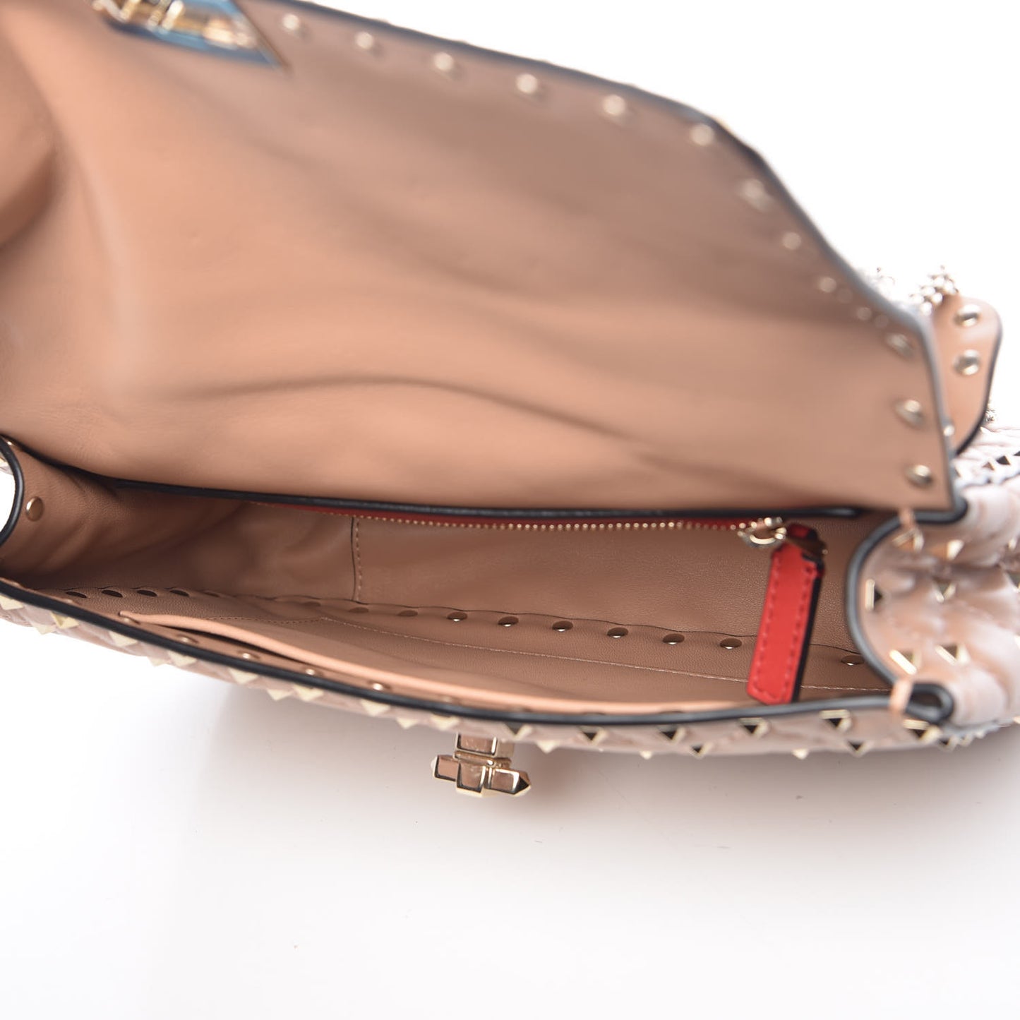 Nappa Medium Rockstud Spike Shoulder Bag Soft Noisette