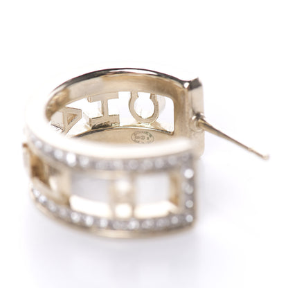 Chanel Metal Crystal Bow-tiful CC Hoop Earrings Gold 4 of 5