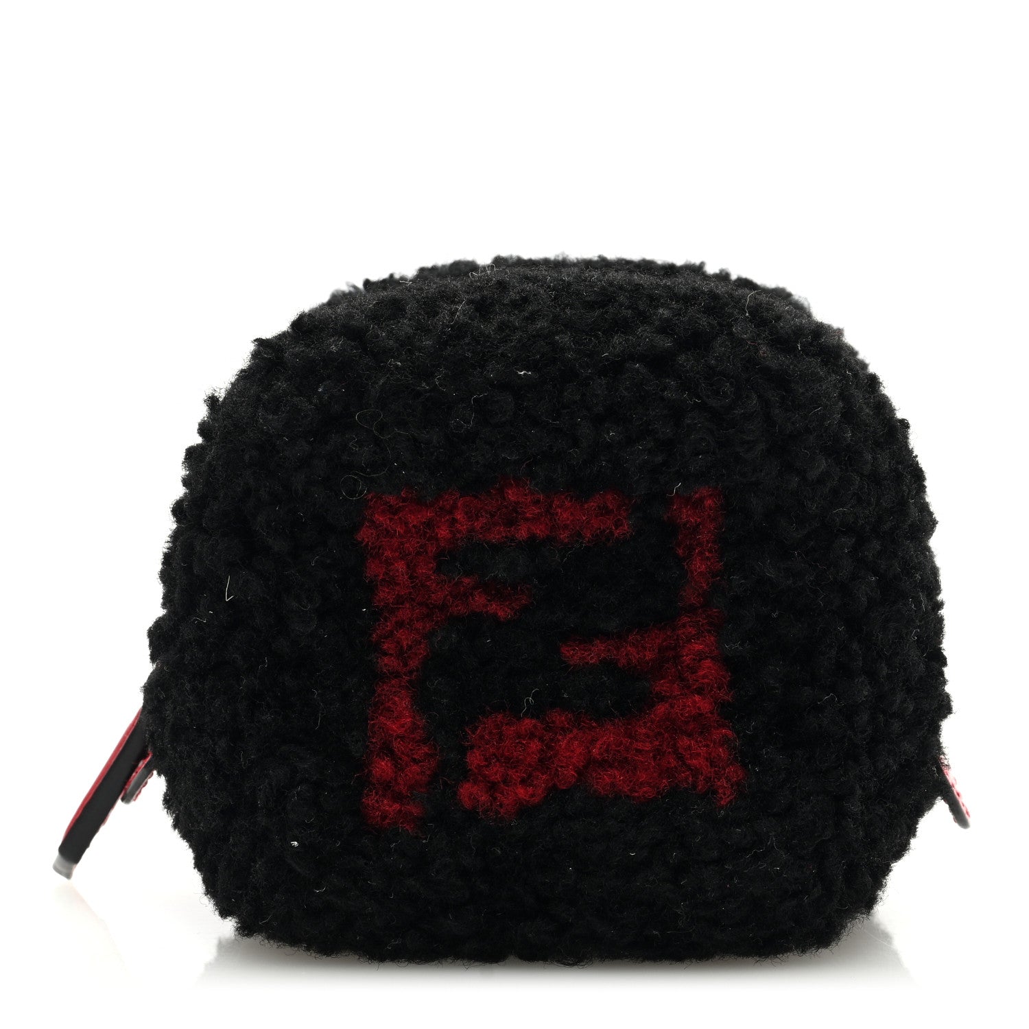 Fendi Shearling Dice Bag Charm Black Red 1 of 6