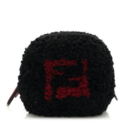 Fendi Shearling Dice Bag Charm Black Red 1 of 6