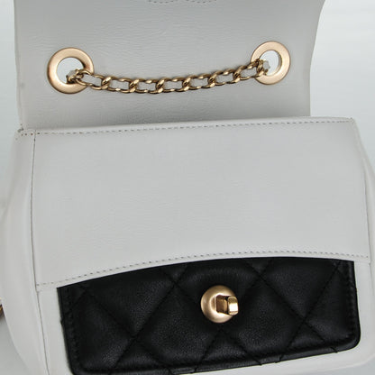 Chanel Calfskin Quilted Graphic Mini Flap Bag Black White 8 of 11