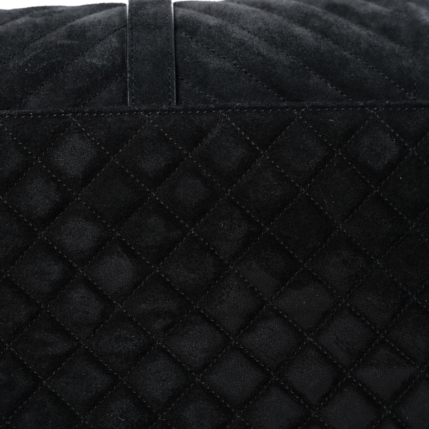 Suede Mixed Matelasse Tri-Quilt Large Monogram Envelope Satchel Black