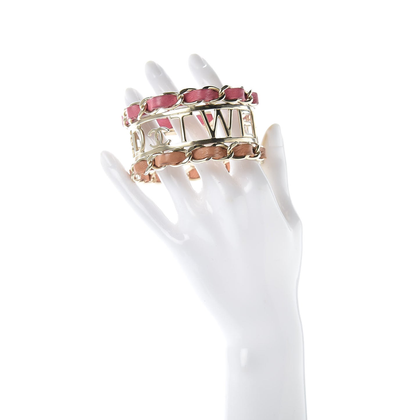 Lambskin Tweed We Need Bracelet Pink Beige
