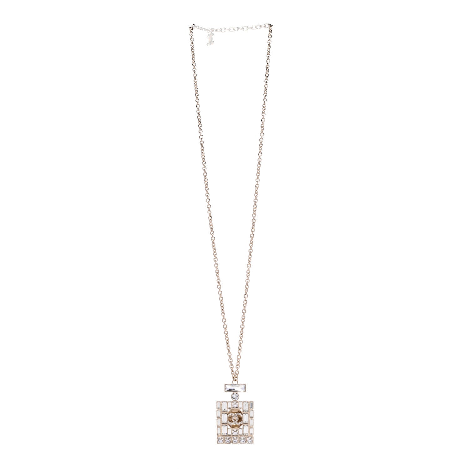 Chanel Metal Crystal CC Perfume Necklace Gold 3 of 6