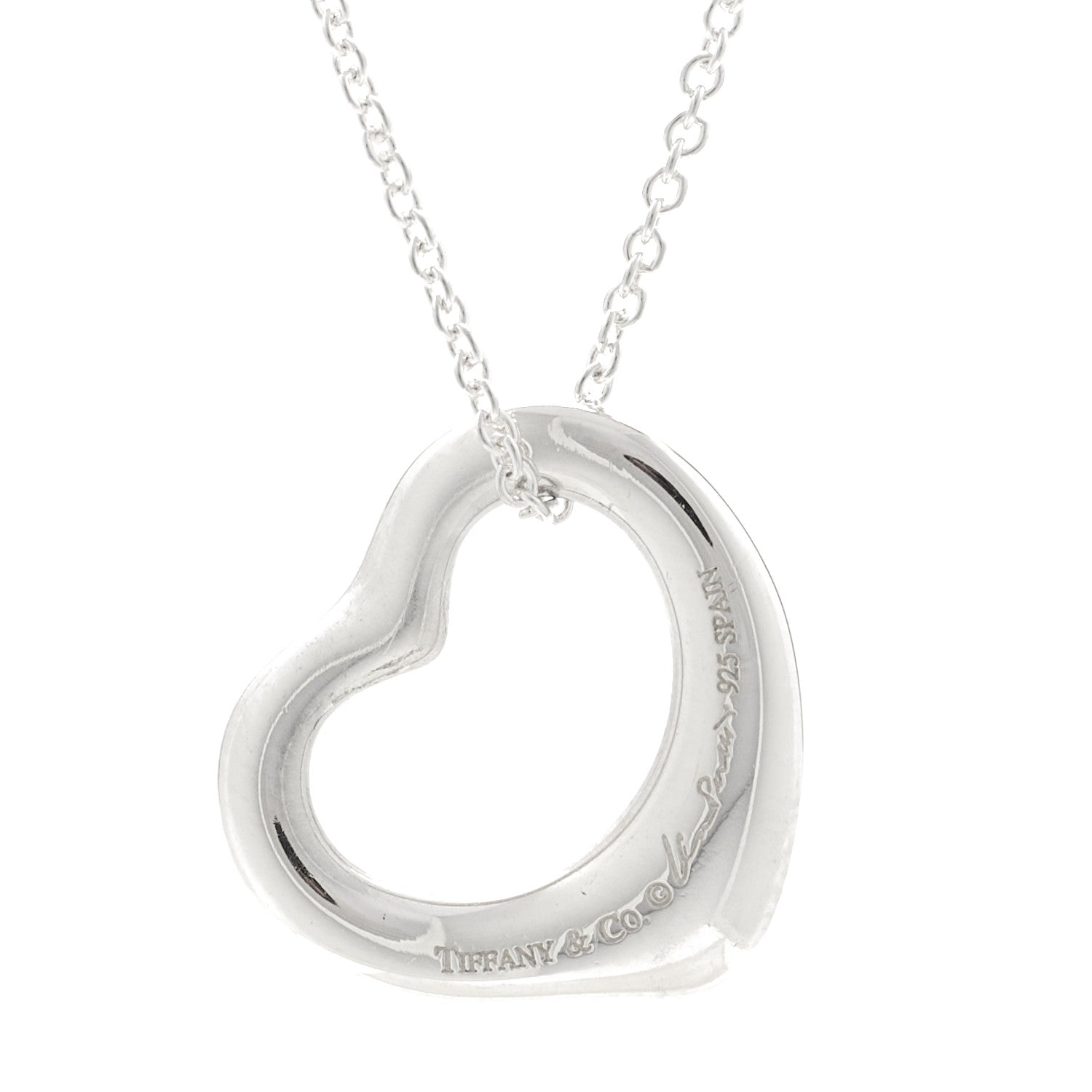 Tiffany Sterling Silver 16mm Elsa Peretti Open Heart Pendant Necklace 4 of 6