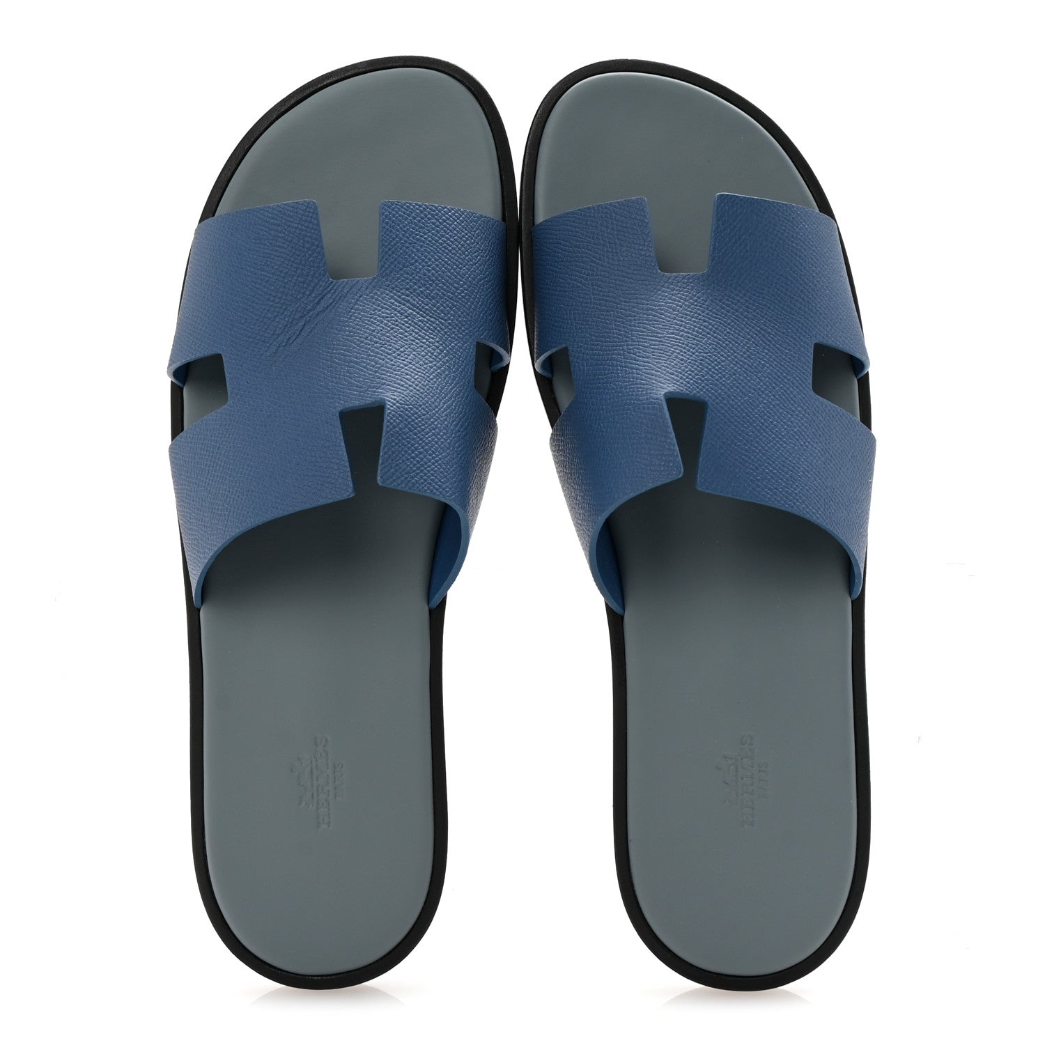 Hermes Epsom Mens Izmir Sandals 46 Bleu Bleuet Gris 2 of 8