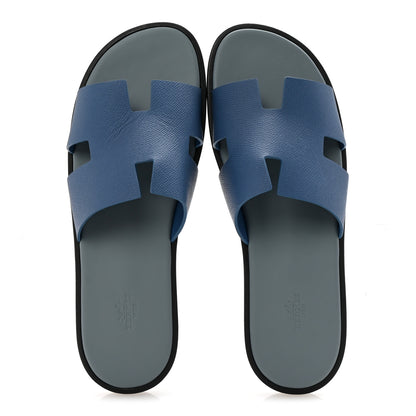 Hermes Epsom Mens Izmir Sandals 46 Bleu Bleuet Gris 2 of 8