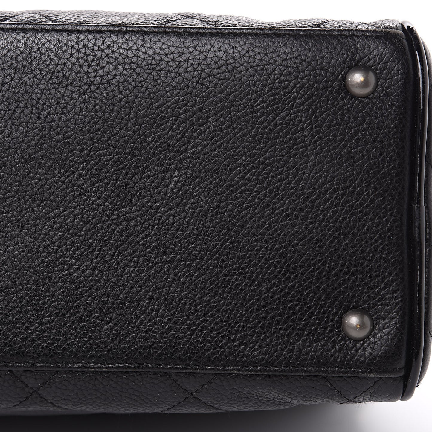 Caviar Patent Quilted Large Bowler Black