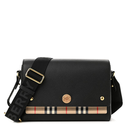 Burberry Grainy Calfskin Vintage Check Note Crossbody Bag Black 1 of 10