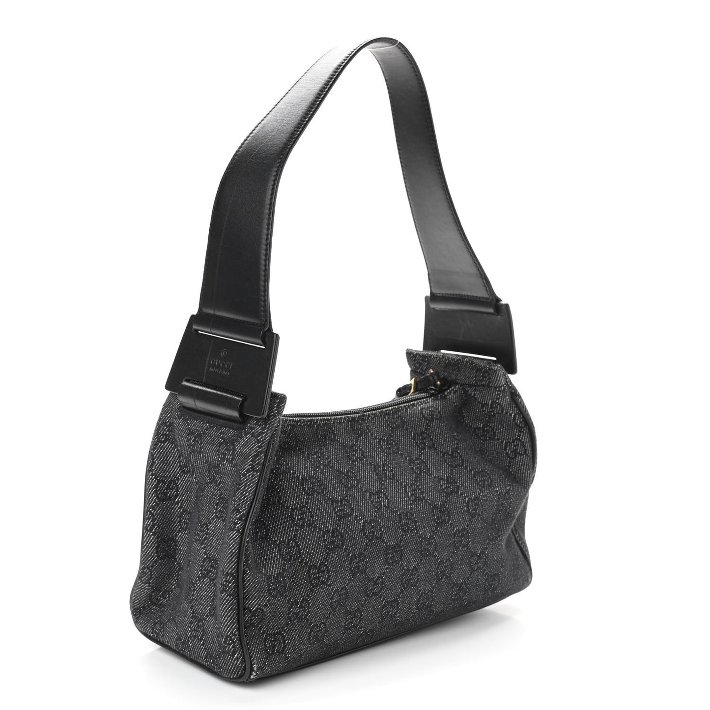 Denim Monogram GG Signature Shoulder Bag Black