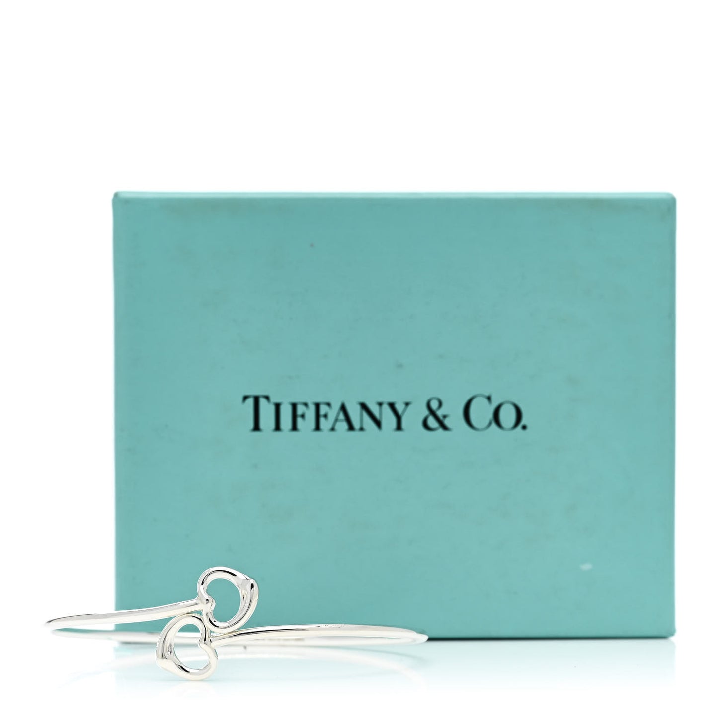 Sterling Silver Elsa Peretti Double Open Heart Bangle Bracelet