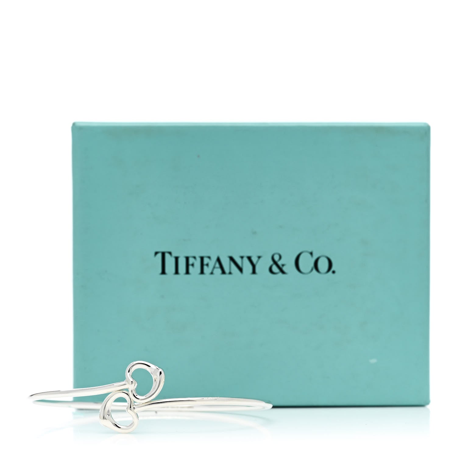 Tiffany Sterling Silver Elsa Peretti Double Open Heart Bangle Bracelet 4 of 4