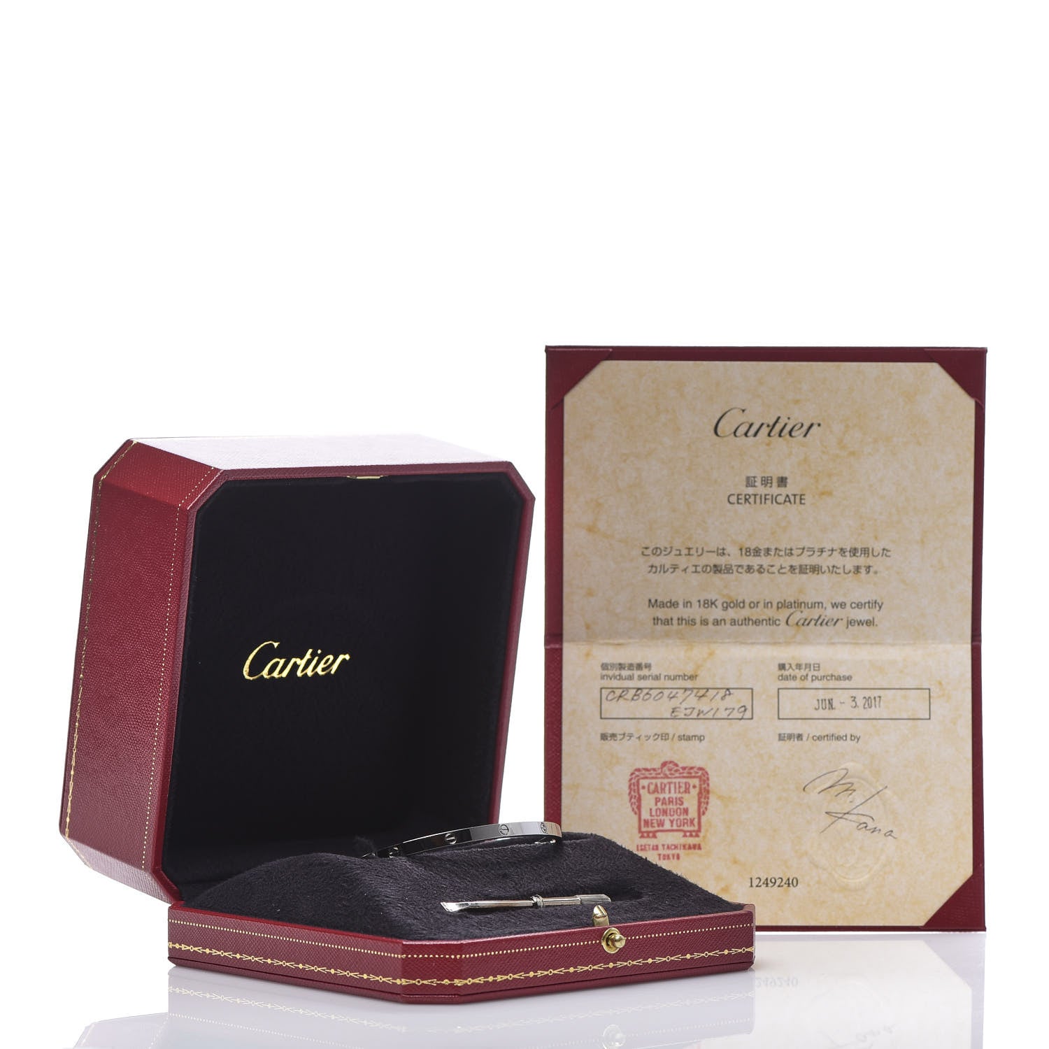 Cartier 18K White Gold Small LOVE Bracelet 18 6 of 6