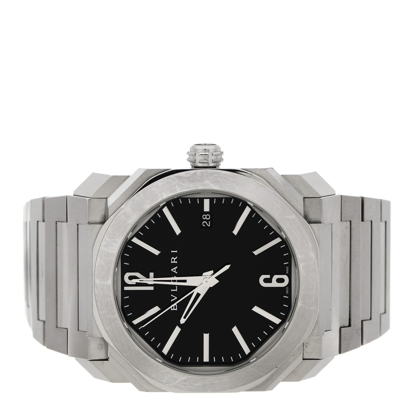 Stainless Steel 38mm Octo Roma Automatic Watch Black