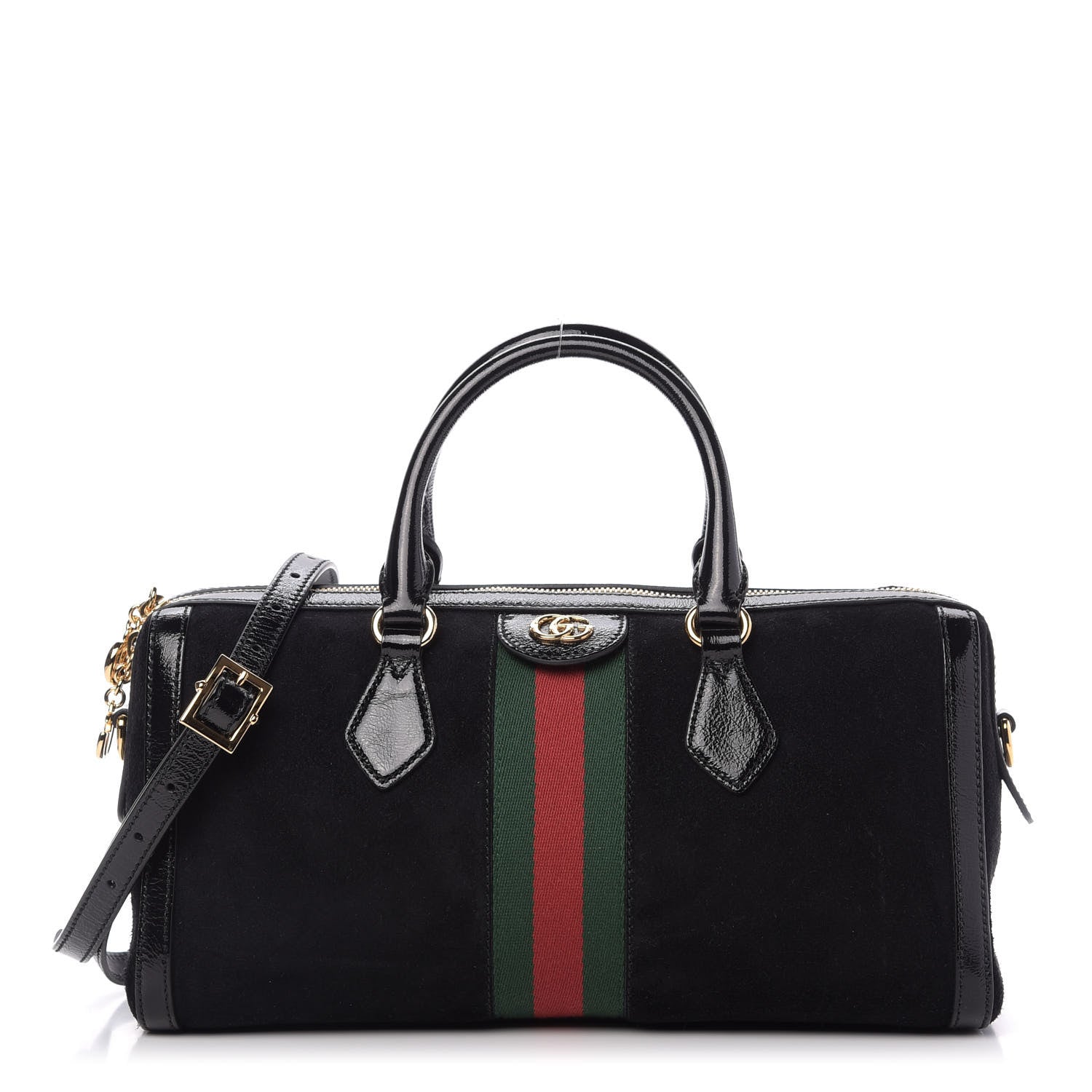 Gucci Suede Patent GG Web Medium Ophidia Boston Black 1 of 10