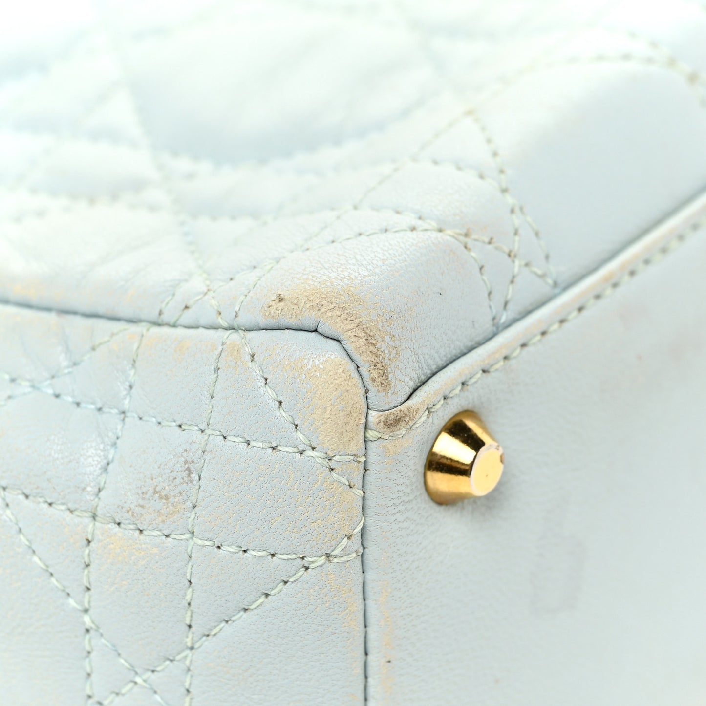 Lambskin Cannage Mini Lady Dior Light Blue