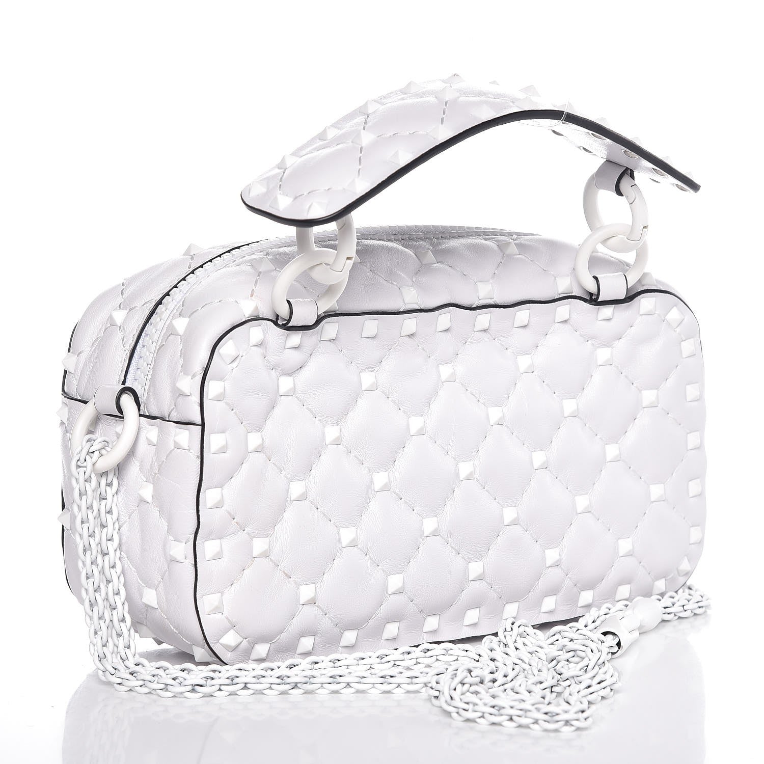 Valentino Garavani Lambskin Free Rockstud Spike Camera Bag Optic White 3 of 7