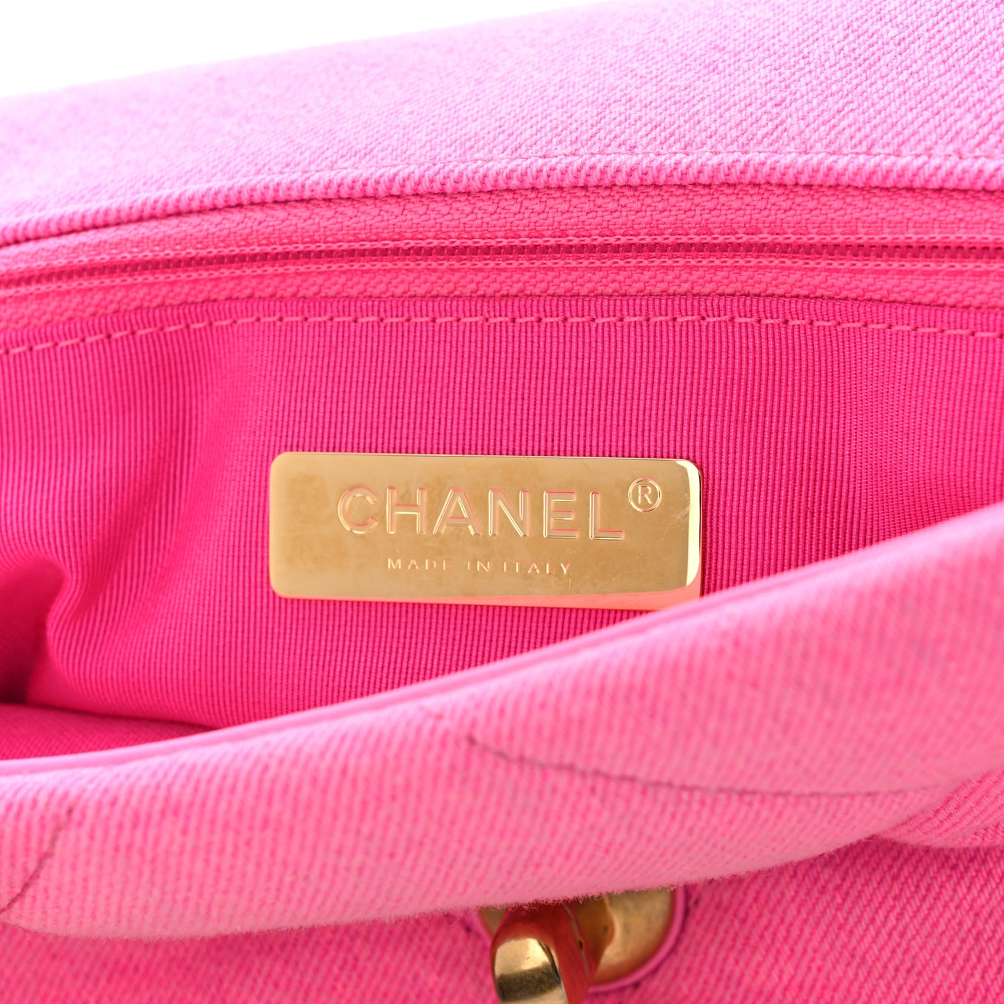 Denim Quilted Medium Chanel 19 Flap Neon Pink
