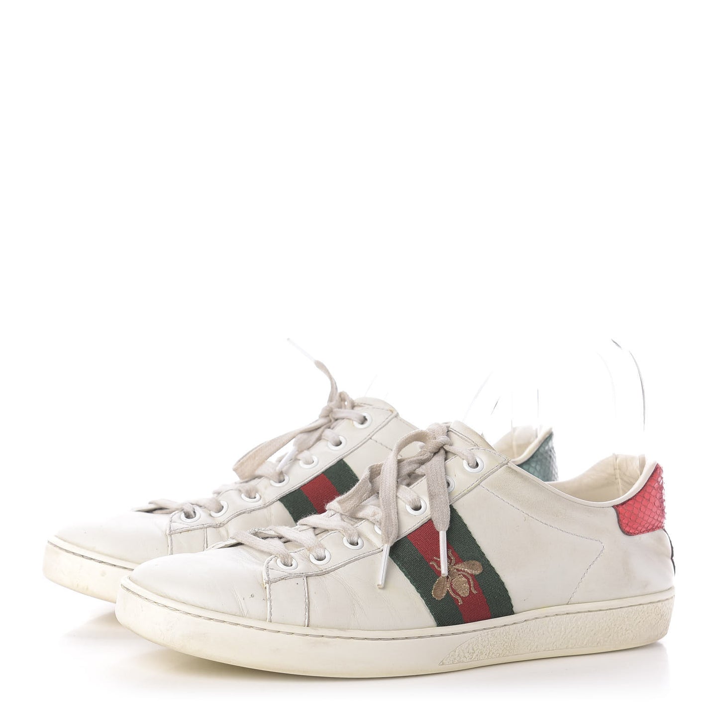 Calfskin Ayers Web Bee Embroidered Womens Ace Sneakers 40 White