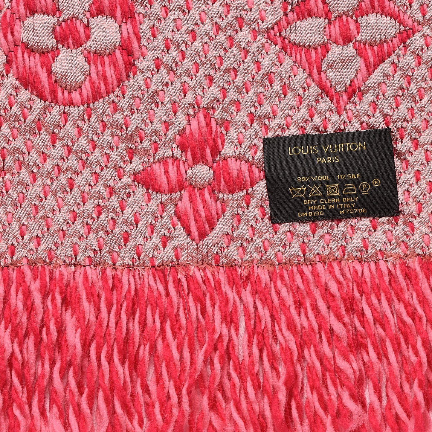 Wool Silk Logomania Mix Scarf Pink