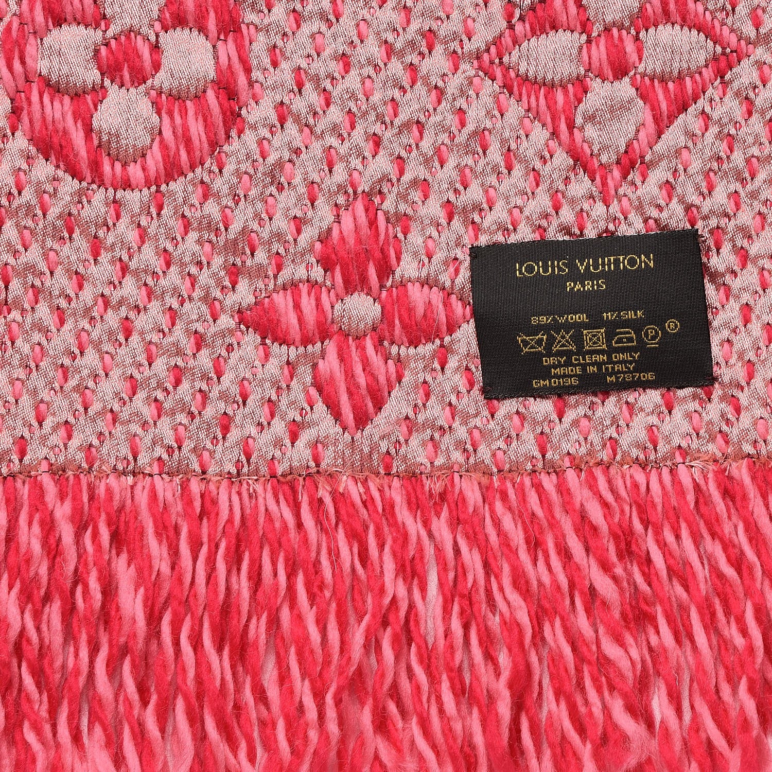 Louis Vuitton Wool Silk Logomania Mix Scarf Pink 4 of 4