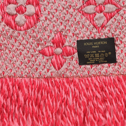 Louis Vuitton Wool Silk Logomania Mix Scarf Pink 4 of 4