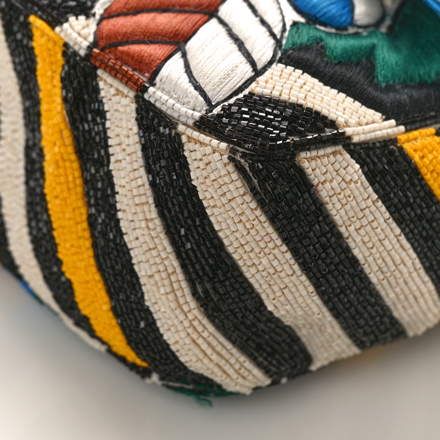 Fendi Beaded Vitello Dolce Leaf Embroidered Baguette Multicolor Black 9 of 13