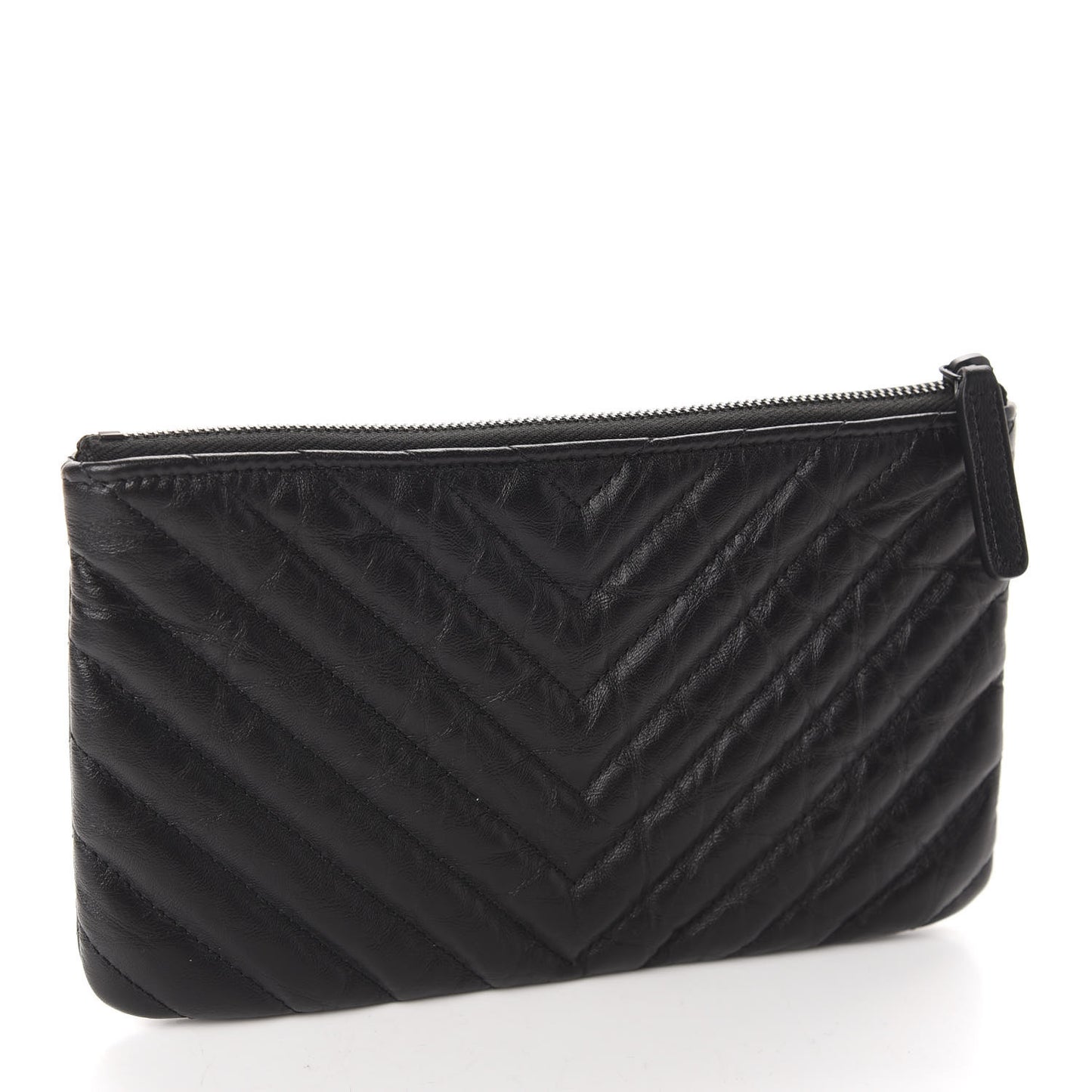 Aged Calfskin Chevron Quilted Medium Reissue Cosmetic Case So Black