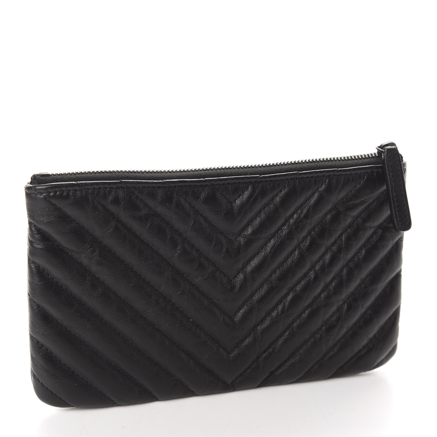 Chanel Aged Calfskin Chevron Quilted Medium Reissue Cosmetic Case So Black 3 of 8