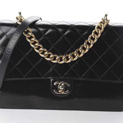 Chanel Aged Glazed Calfskin Quilted Straight Lined Flap Black 8 of 8