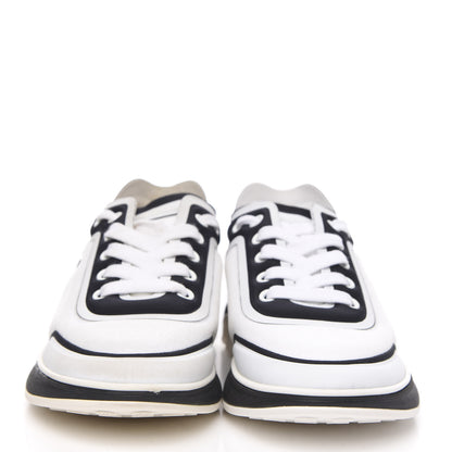 Chanel Lycra Womens CC Sneakers 36.5 White Black 2 of 8