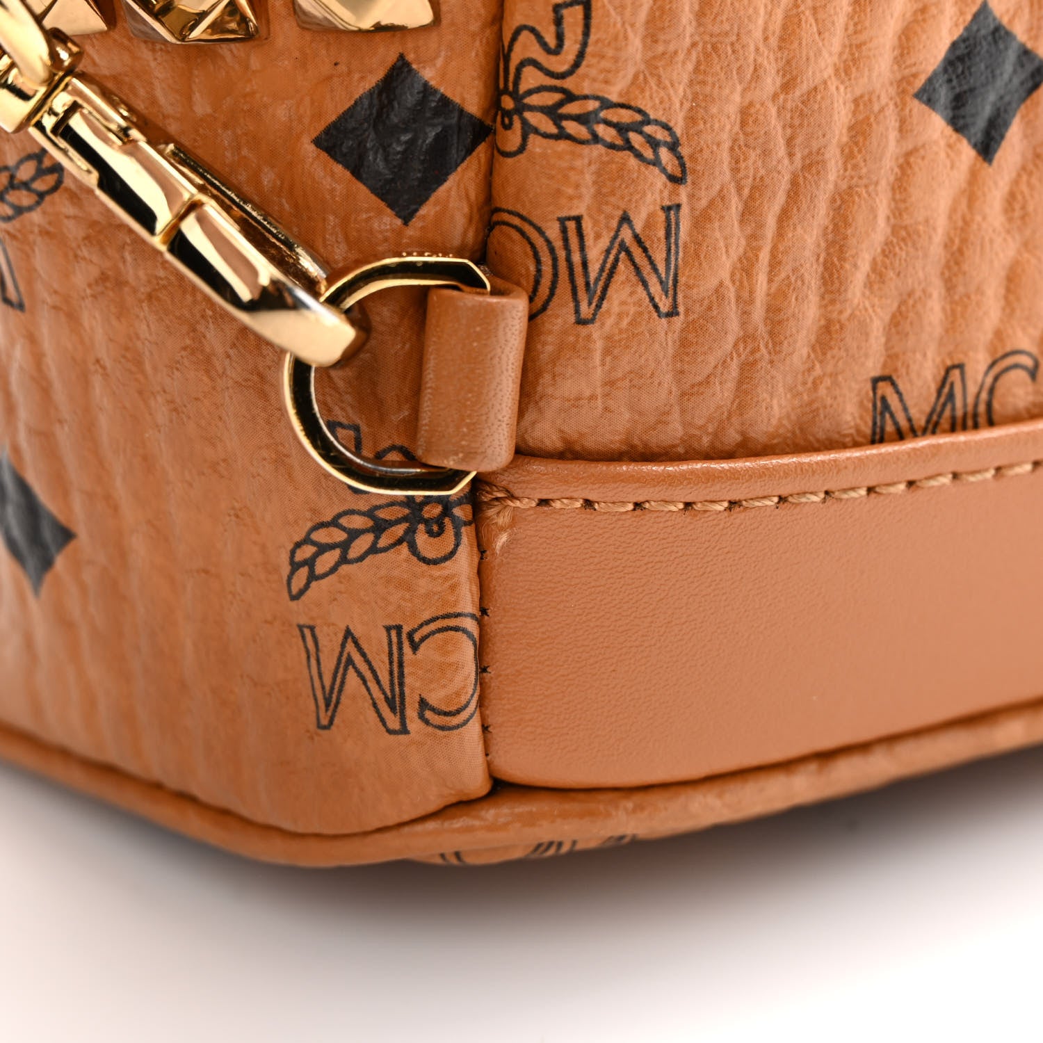 MCM Visetos Side Stud X-Mini Stark Bebe Boo Backpack Cognac 13 of 13
