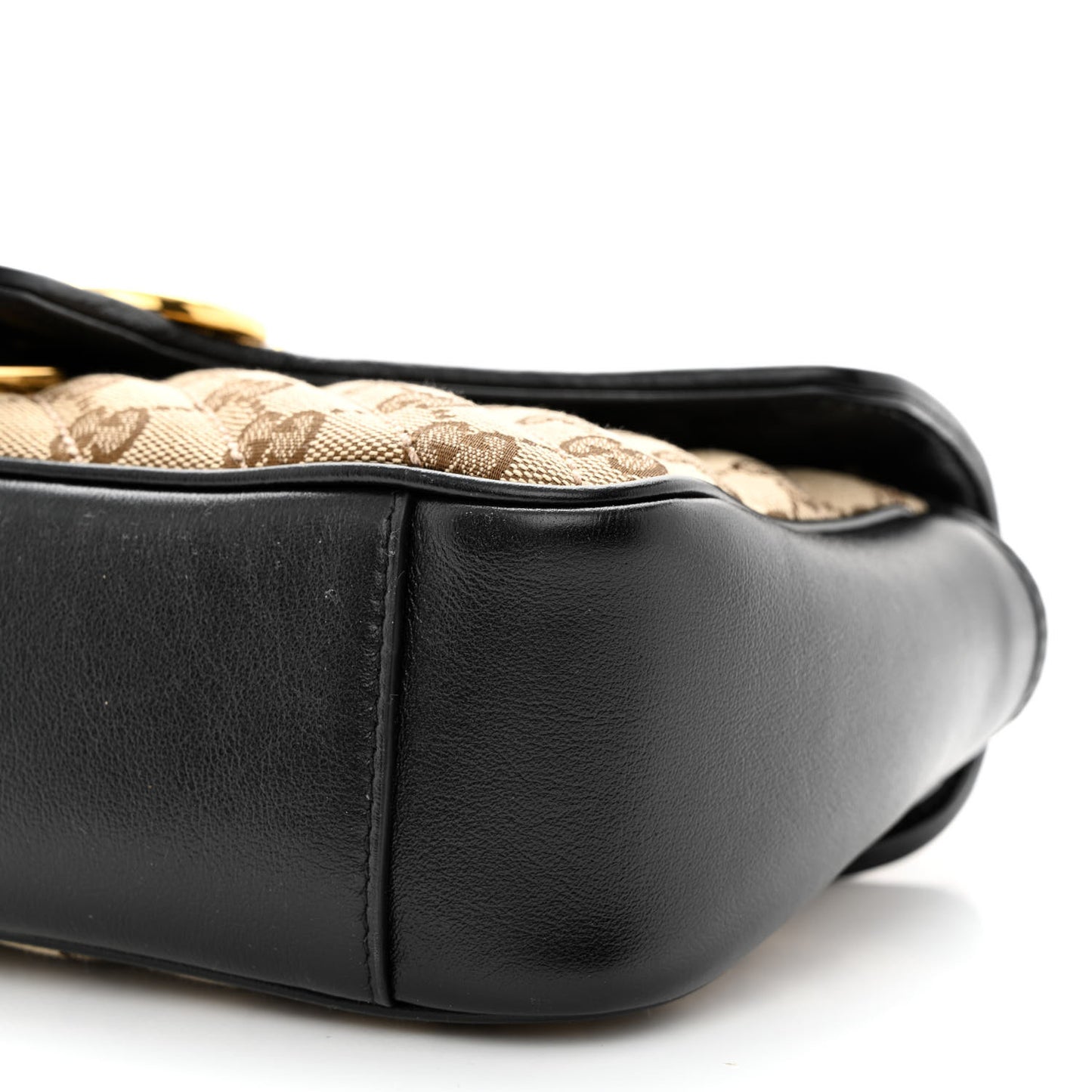 Monogram Matelasse Diagonal Small GG Marmont Shoulder Bag Beige Black