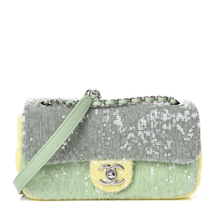 Chanel Sequin Mini Waterfall Flap Green Light Green Yellow 1 of 10