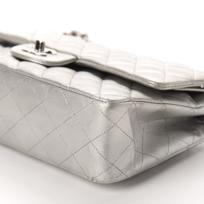 Chanel Metallic Lambskin Quilted Medium Double Flap Dark Grey 7 of 14