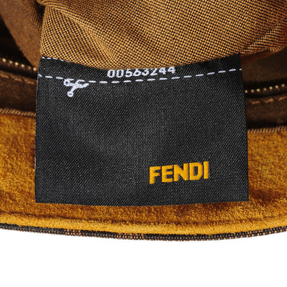 Fendi Zucca Vitello Large Hobo Tobacco Ocra Moro Black 10 of 12