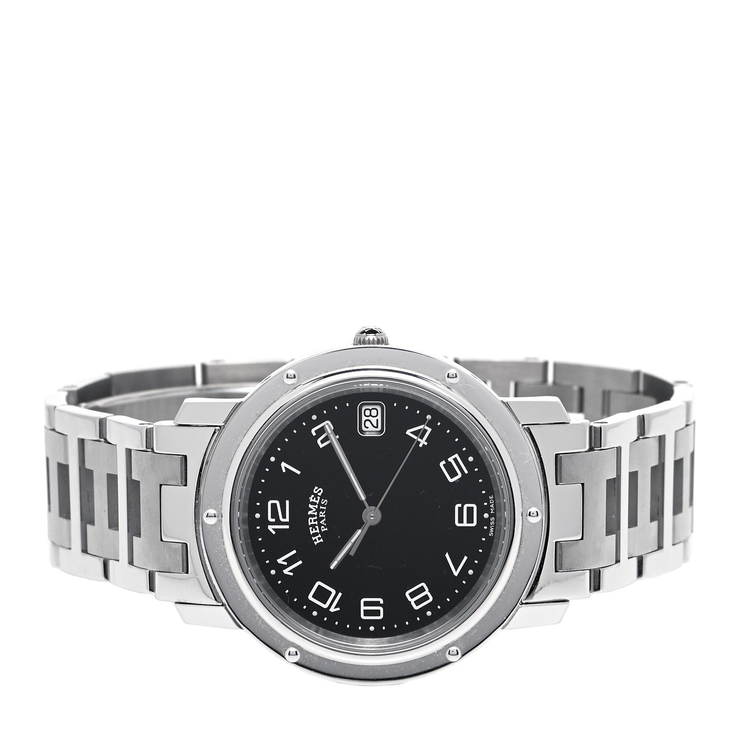 Hermes Stainless Steel 36mm Clipper Quartz Watch Black 2 of 4