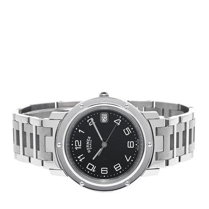 Hermes Stainless Steel 36mm Clipper Quartz Watch Black 2 of 4