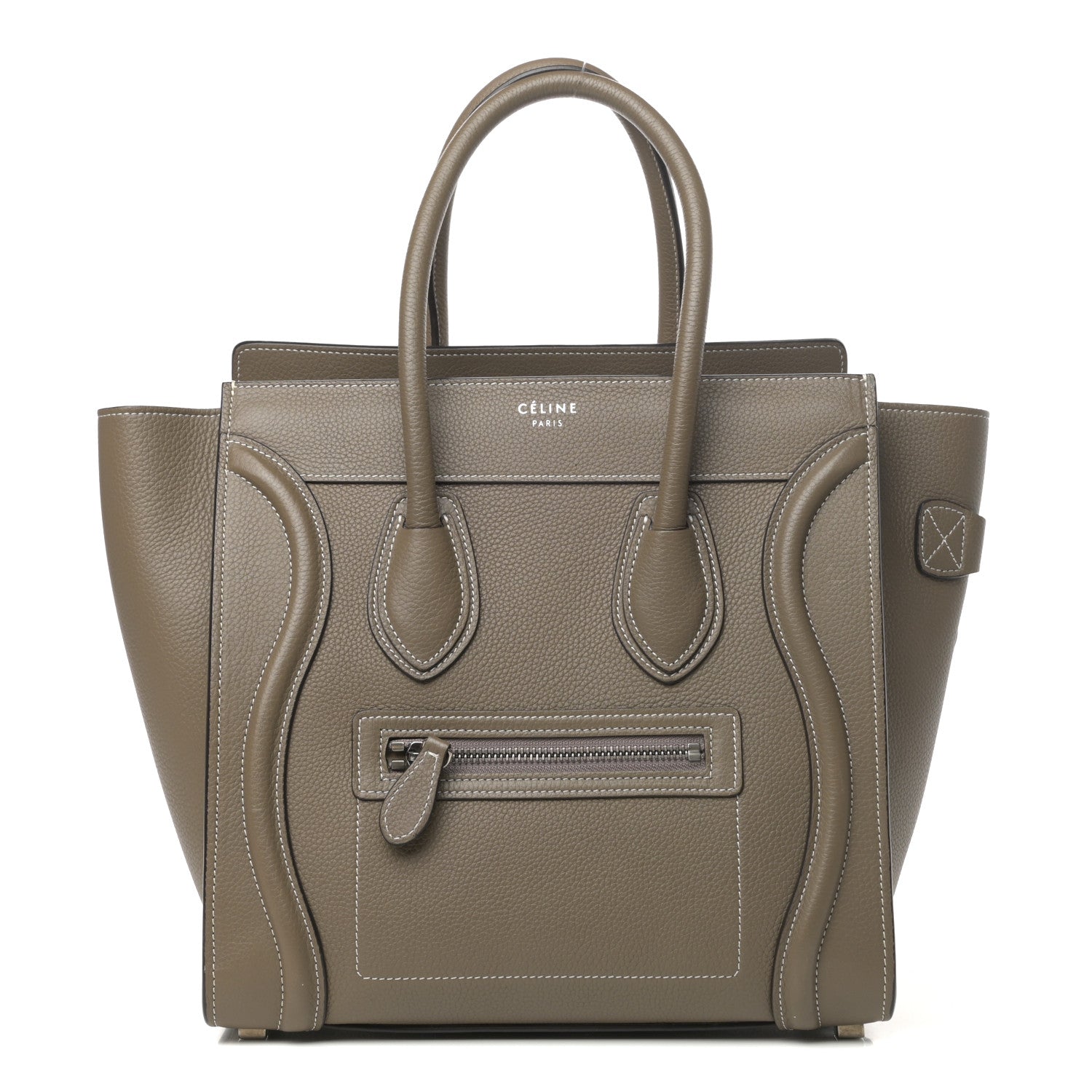 Celine Drummed Calfskin Micro Luggage Souris 1 of 8