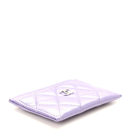 Chanel Metallic Lambskin Quilted Card Holder Light Purple 4 of 10