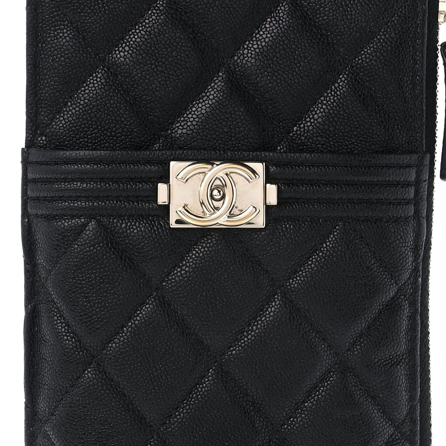 Caviar Quilted Boy iPhone Pouch Black