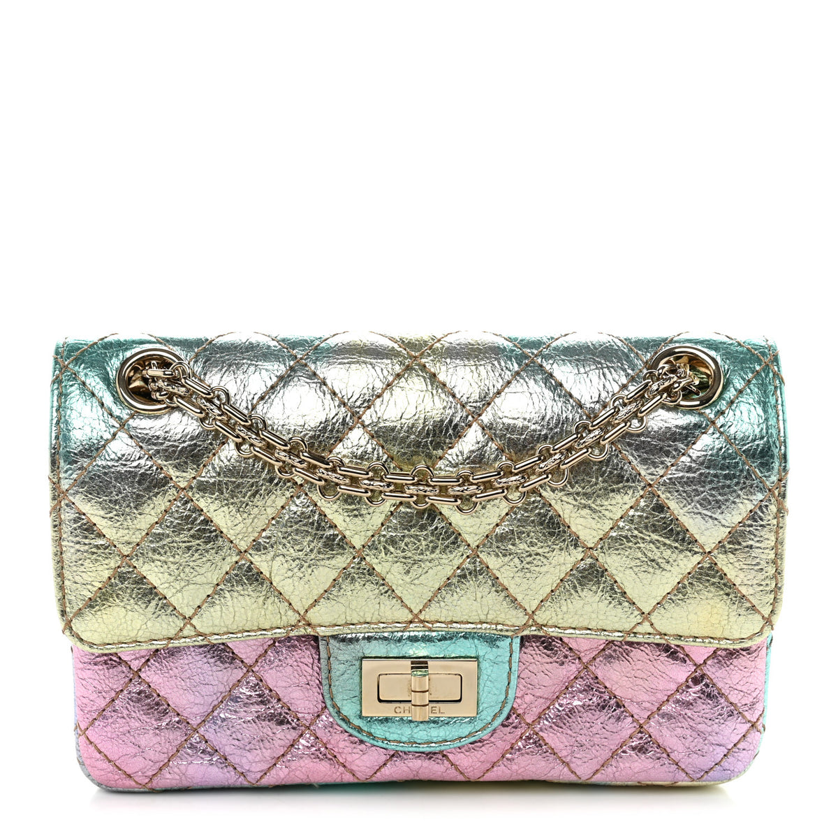 Metallic Goatskin Quilted Mini 2.55 Reissue Flap Multicolor