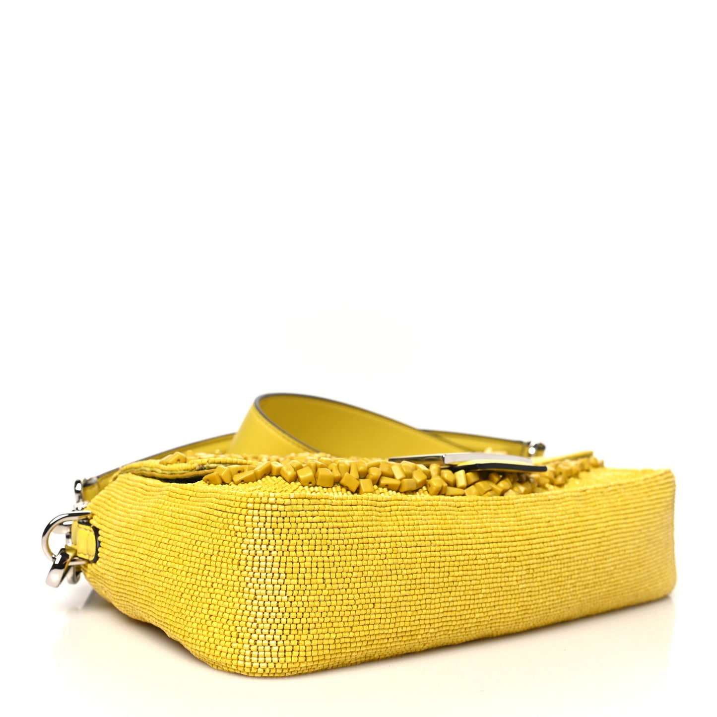 Rolling Stone Vitello Seta Bead Embroidered Re-Edition Baguette Giallo