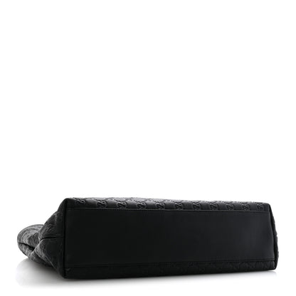 Gucci Guccissima Medium Zippered Shopping Tote Black 4 of 12