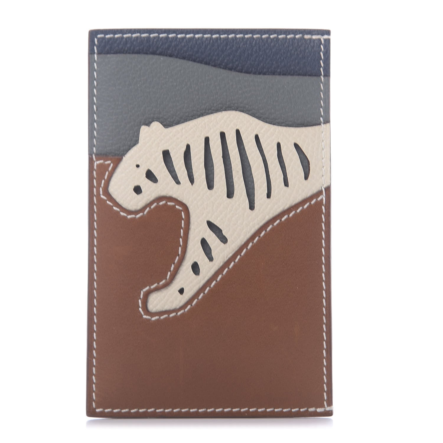 Hermes Epsom Barenia Evercolor Rooroo 3CC Card Holder Fauve Craie Amande Bleu De Malte 1 of 6