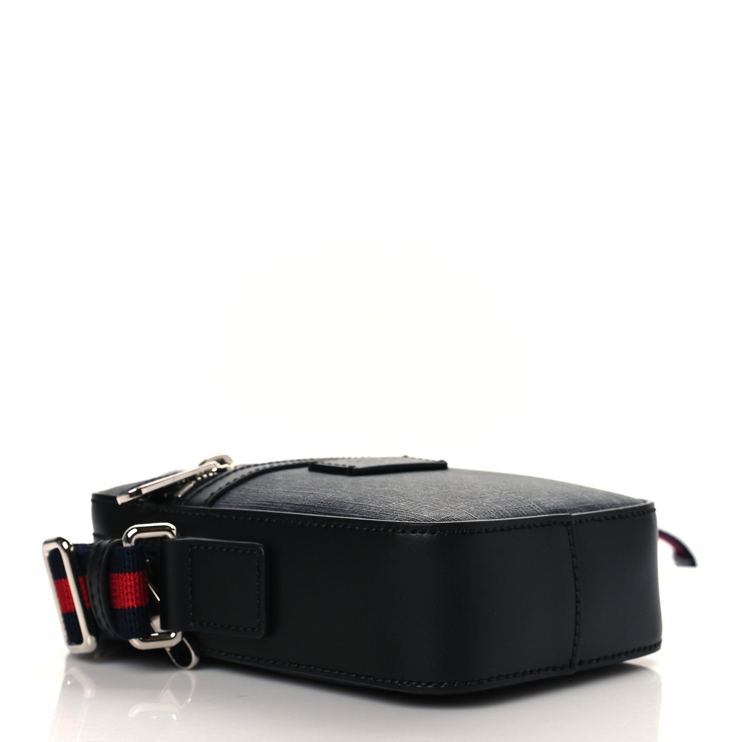 GG Supreme Monogram Appia Calfskin Web Messenger Bag Black