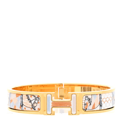 Hermes Enamel Printed Narrow Coloriages et Tenues de Jour Clic Clac H Bracelet PM Solaire 1 of 5